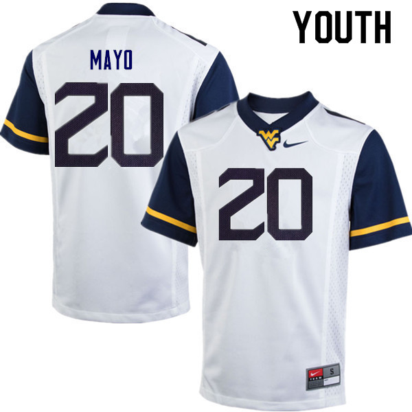 NCAA Youth Tae Mayo West Virginia Mountaineers White #20 Nike Stitched Football College Authentic Jersey QJ23O72VI